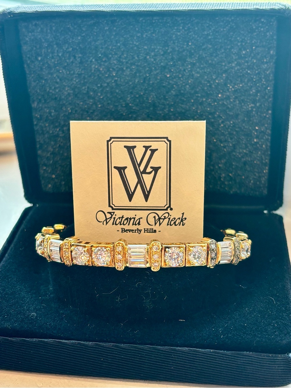 Victoria Wieck Gold Plated Over 925 and CZ Cuff Bracelet